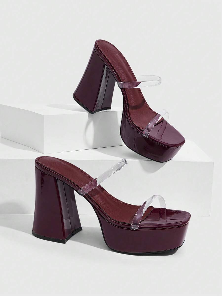 CUCCOO SZL Women's Strap Design Elegant Wedding Party Fashion High Heel Sandals - Burgundy - View 1