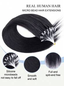 12-22 Inch Micro Loop Hair Extensions Human Hair,Color S1B Natural Black Micro Loop Design,Ultra‑Smooth & Super‑Soft Silky Straight Micro Bead Texture,Premium Healthy Remy Hair, Easy Installation,Ideal For Women Daily Hair Volume Boosting - S1B - View 4