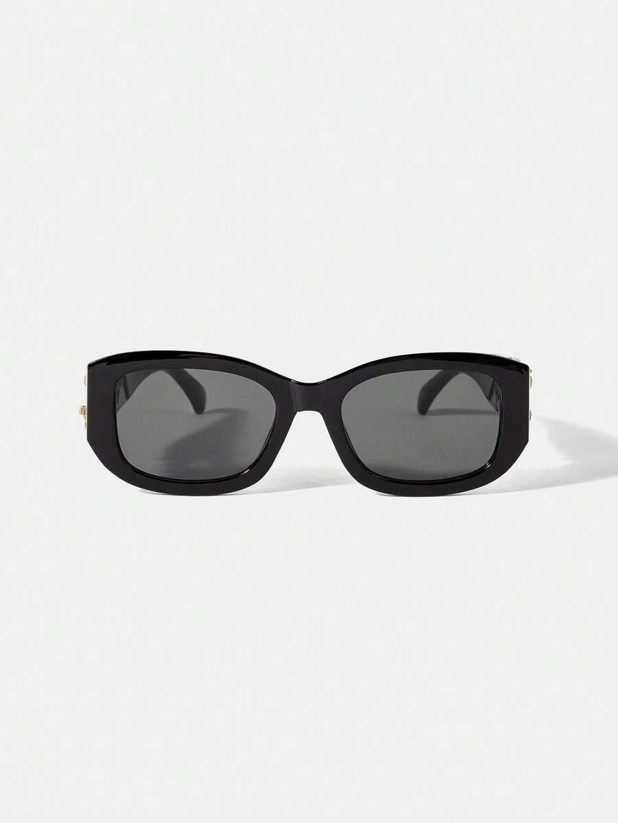 MOTF PREMIUM RETRO SQUARE SUNGLASSES, DIAMOND-ENCRUSTED TEMPLE TO CREATE AN EXTRAVAGANT ATMOSPHERE, BLACK FILM IS VERSATILE AND TEXTURED - Gun black - View 2
