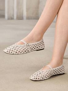 MOTF PREMIUM LADIES HANDMADE WHITE WOVEN FLATS FALL SHOES - White 1 - View 2