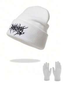 Dealstrict 1 Or 2 Pcs Casual Gothic Embroidered Knit Beanie For Men, Street Style Ski Cap For Women, Warm Multi-Purpose Cold Weather Hat, Loose Fit - Multicolor - View 15