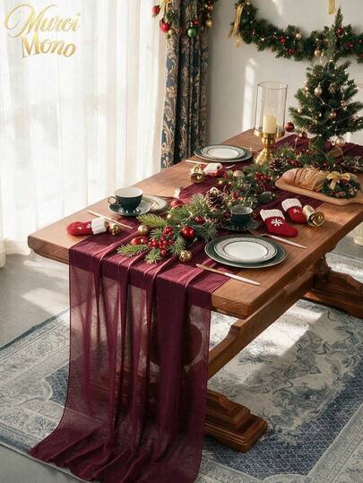 1 Mantel de Gasa: 28 * 300 Cm / 70 * 300 Cm / 70 * 600 Cm Mantel Transparente, Adecuado para Bodas, Fiestas de Cumpleaños, Eventos de Regalos Nupciales, Decoraciones al Aire Libre, Ocasiones Especiales y Uso Diario