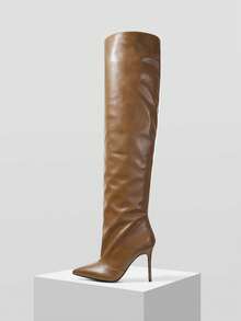 Mnmlis Pointed Thin Heel Over The Knee Boots For Women's Autumn And Winter New Pointed Thin Heel High Boots - Brown - View 5