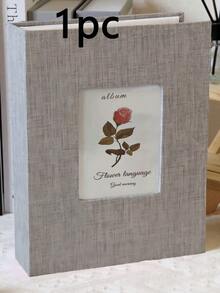 SHEIN Linen Cover Flowers Photo Album With Display Window: Modern Simplicity, Holds 200 Photos, Photo Frame Perfect For Family Memories And Gifts Easter Home Decor Wedding Decor - Multicolor - View 17