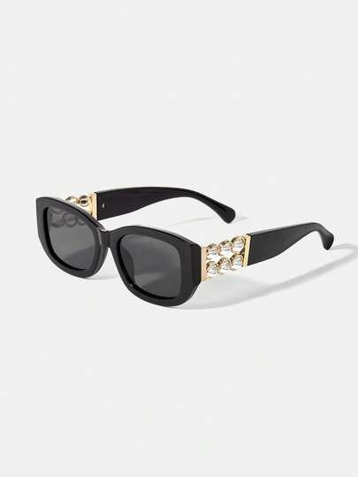 MOTF PREMIUM RETRO QUADRATISCHE SONNENBRILLE, DIAMANTBESETZTE BÜGEL ZUR SCHAFFUNG EINER EXTRAVAGANTEN ATMOSPHÄRE, SCHWARZE FOLIE IST VIELSEITIG UND TEXTURIERT