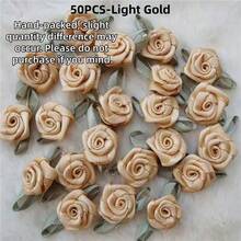 Mini Handmade Roses Flower Artificial Satin Ribbon Rosettes Fabric Appliques For Wedding Decoration Craft Sewing Accessories - Multicolor - View 30