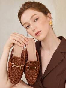 MOTF BUCKLE SIMPLE AND GENEROUS FASHION VERSATILE LEISURE WORKPLACE COMMUTE EMPTY WOMEN FLAT SHOES FALL SHOES - Brown, - View 8