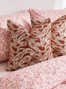 SHEIN One Piece (No Filler) Paisley Pattern Pillow Cover, Caramel Color Fashionable Retro Luxury Jacquard Chenille Cushion Cover, Suitable For Daily Home, Sofa, Bed Bedroom, Decorative Pillowcase, Universal In Spring, Summer, Autumn And Winter - Rust - View 2
