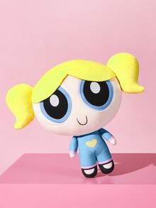 THE POWERPUFF GIRLS X SHEIN 1件裝藍色泡泡卡通毛絨娃娃，柔軟材質搭配精緻刺繡，適合沙發或車內裝飾，送禮首選 - 黃色 - 查看 2