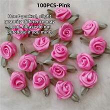 Mini Handmade Roses Flower Artificial Satin Ribbon Rosettes Fabric Appliques For Wedding Decoration Craft Sewing Accessories - Multicolor - View 17