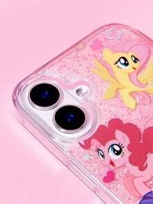My Little Pony X SHEIN Casing Ponsel Epoxy Berkilau Merah Muda dengan Motif Kartun, Perlindungan Anti Jatuh untuk iPhone Seri 11-17 - MultiWarna - View 3