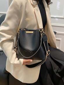 SIENNITY New Fashion Niche, Western Style, Casual Versatile Bucket Bag, Retro Classic, High-End Quality, - Black - View 5