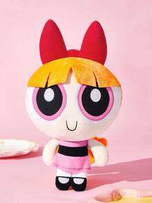THE POWERPUFF GIRLS X SHEIN 1件卡通毛絨娃娃，由柔軟材質製成，配有精緻刺繡，可放置在沙發或車內裝飾，適合作為禮物 - 紅色 - 查看 4