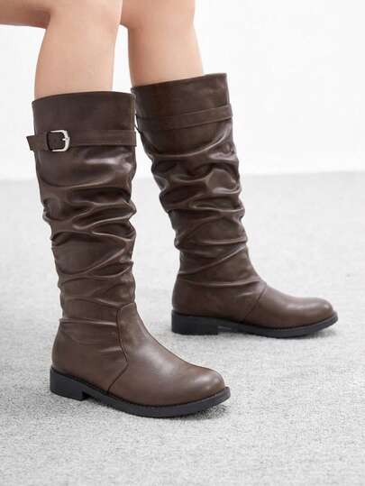 CUCCOO BIZCHIC Botas planas para mujer, de uso diario, sencillas, de moda, para ir al trabajo, elegantes, para citas, cómodas y casuales
