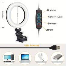 Teckwe Video Conference Lighting Kit, Ring Light For Monitor Clip On, For Remote Working, Distance Learning, Zoom Call Lighting, Self Broadcasting And Live Streaming, Computer Laptop Video Conferencing - 6"RING LIGHT - View 2