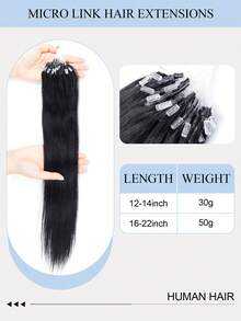12-22 Inch Micro Loop Hair Extensions Human Hair,Color S1B Natural Black Micro Loop Design,Ultra‑Smooth & Super‑Soft Silky Straight Micro Bead Texture,Premium Healthy Remy Hair, Easy Installation,Ideal For Women Daily Hair Volume Boosting - S1B - View 5