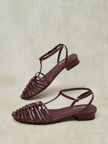 Styleloop 2026 Women's Sandals Straps Summer Versatile Wear Open-Toed Straps Comfortable Shoes - Burgundy - View 6