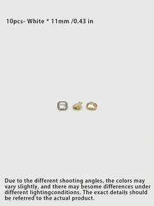 1 Pack 10 Pieces Simple Rectangular Rhinestone Inlaid Metal Buttons Small Decorative Fasteners For Shirts Cardigans Sweaters Tops Hand‑Sewn Clothing Sewing Accessories - 10pcs - View 4
