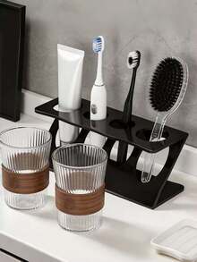 Multifunctional Bathroom Storage Rack With Toothbrush Holder, Drainable Organizer For Bathroom & Kitchen Countertop, Stylish And Practical - Multicolor - View 8