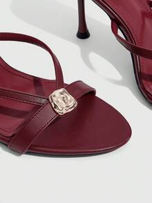 CUCCOO SZL Burgundy, Open-Toed High-Heeled Sandals, Temperament Royal Sister Style, Fine Heel With Women's Shoes - Burgundy - View 5