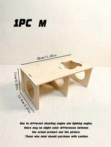 Beige Wooden Tunnel Hamster Cage, Solid Wood Platform Hamster Toy, Pet Habitat Decor Supplies For Small Pets - one-size - View 10