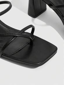CUCCOO SZL Ladies Classic Black Crossstrap High Heel Sandals For Comfortable Commuting, Summer Vacation - Black - View 4