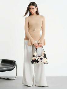 SHECARRY Women's Fashionable Simple And Elegant Classic Cow Pattern Short Plush Shoulder Bag, Daily Commuting Shopping - cow pattern - View 7