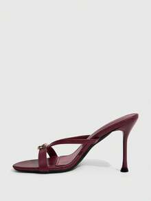 CUCCOO SZL Burgundy, Open-Toed High-Heeled Sandals, Temperament Royal Sister Style, Fine Heel With Women's Shoes - Burgundy - View 4