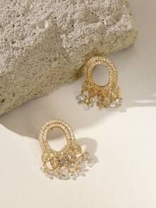 Opalesca 18k Gold-Plated New Super Flash Fringed Earrings Women's Fashion Light Luxury High-End Earrings - Yellow Gold - View 2