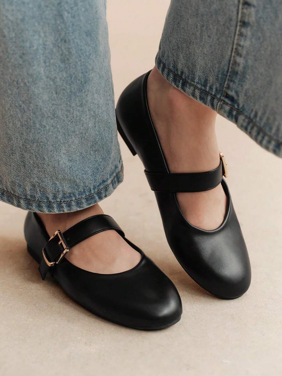 Rosivie Giày nữ thời trang mũi tròn đế mềm thoải mái, phong cách công sở cao cấp - màu đen - Xem 1