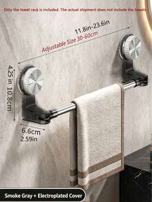 1 Pc,Silver,Adjustable 11.8-23.6 Inch,Stainless Steel Bathroom Towel Bar With Suction Cup, Adjustable Towel Rack For Shower Enclosure And Bathtub - Multicolor - View 2