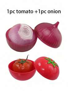 1pc/2pcs/5pcs/6pcs Reusable Vegetable/Fruit Fresh-Keeping Boxes, Lemon/Onion/Garlic/Bell Pepper/Apple/Tomato Storage Containers, Refrigerator Kitchen Utensil Cabinet Organizer,Perfect For Holiday Parties Camping Family And Leftover Food Preservation - Multicolor - View 20