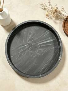 Dresser Tray, Silicone Round Tray, Decorative Storage Organizer Rack, Suitable For Bathrooms, Toilet Tanks, Bedrooms And Kitchen Countertops. It Can Store Jewelry, Candles, Lotion Bottles, Cosmetics And More, Marble‑White - Round marble - View 9