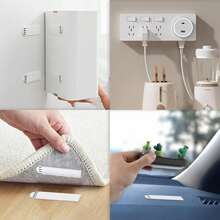 24 Pairs [48 Pieces] Nylon Hanging Strips, Picture Hooks Without Drilling, Picture Frame Wall Art Holder, Invisible Magic Tape Adhesive, Double-Sided Wall Holder - Velcro - View 4