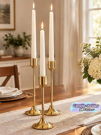 30/12/6/3/1 Pieces Set Of Gold/Black/Gilded Candlestick Holders, For Pillar Candles And Taper Candles, Elegant Modern Centerpiece, Sturdy Metal Craft, Perfect For Home, Wedding, Birthday Party, Anniversary, Holiday Banquet, Versatile Tabletop Decor