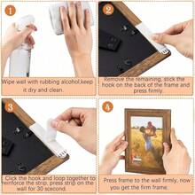 24 Pairs [48 Pieces] Nylon Hanging Strips, Picture Hooks Without Drilling, Picture Frame Wall Art Holder, Invisible Magic Tape Adhesive, Double-Sided Wall Holder - Velcro - View 5