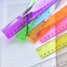 5pcspcs Random Color 30cm Plastic Ruler, Advertising Ruler With Straight Edge, Dual Bevel, Dual Scale, Clear And Vivid Markings, Rulers, Back To School - Multicolor - View 6