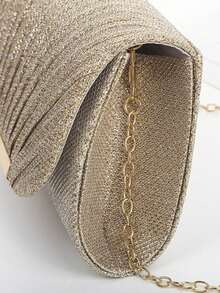 SIENNITY Lightweight, Business Casual Rhinestone Decor Bucket Bag Mini Drawstring Design - Gold - View 2