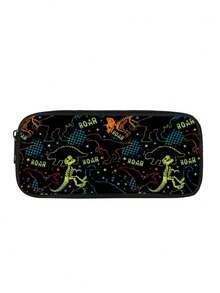 1PC 600D Polyester Large Capacity Pencil Case Cool Dinosaur Skeleton Fossil Print Zipper Closure Stationery Storage Pouch Multi‑Functional Pen Bag For Student Office Travel Daily Use - Multicolor - View 3