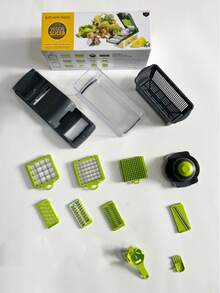 14PCS/SET‑14 In 1 Vegetable Chopper, Vegetable And Fruit Slicer, Food Shredder, Knives (With Container), Onion Chopper (With Multiple Interchangeable Blades), Potato Chopper, Kitchenware, Kitchen Gadgets (14‑Piece/16‑Piece Set) - View 7