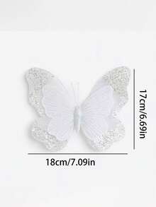 Bướm trang trí lưới nhân tạo, bướm hai lớp kim tuyến lấp lánh có kẹp cho cây thông Noel, vòng hoa, sắp xếp hoa, đồ trang trí đám cưới, ngày lễ và nhà cửa - trắng - Xem 3