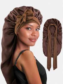 Dealstrict 1pc Women's Satin Sleep Cap, Soft Elastic Band, Silk Sleep Cap, Satin Sleep Cap Sleep Bonnet, Anti-Frizz - A - View 12