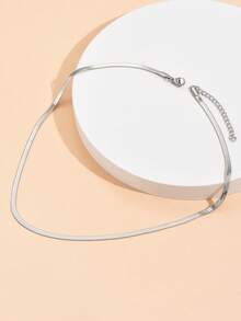 NobleVue Minimalist Stainless Steel Necklace For Women - Silver - View 3