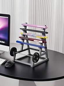1 PC Holds Many Pens Non Slip Space Saving Barbell Holder Pencil Stand Desk Organizer For Home Office Studio Fitness Lovers Coworker Gift Christmas Birthday Back To School Must Have - View 8