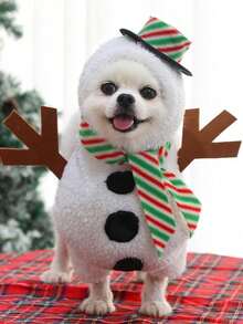 PETSIN 1PC Large Dog New Christmas Pet Supplies Clothing For Dogs, Cats - Funny Autumn/Winter Standing Snowman Transformation Costume - White - View 12