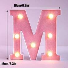1pc 16cm Home Decor LED Letter & Number Lights, Battery Power 1st 18th 30th 50th Birthday Party Decor Marquee Number Letter Sign Light,Light Up Letters For Wall Decor Bedroom Decor,Proposal Wedding Decoration Illuminated Alphabet Sign - Pink - View 29
