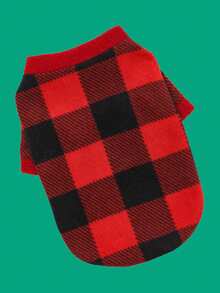 PETSIN Pet Christmas Fleece Shirt, Santa Reindeer Red Plaid Pattern Dog Holiday Outfit For Small Puppy - Multicolor - View 11