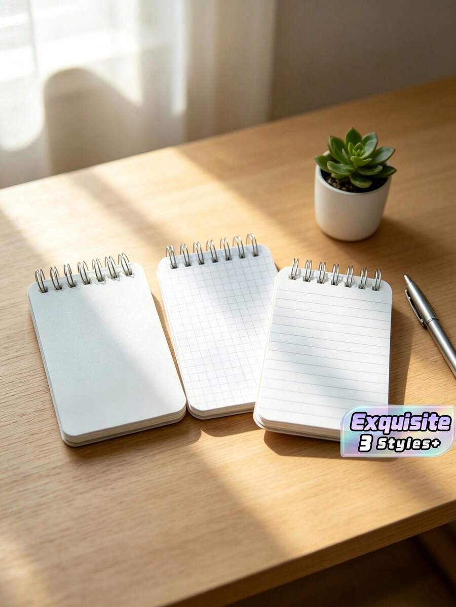 4Pcs Portable Pocket Notebook Set, 60 Sheets Per Book, Thick Grid Dot Page Mini Notepad, Student English Exercise Book Travel Memo Stationery - multicolor - View 1