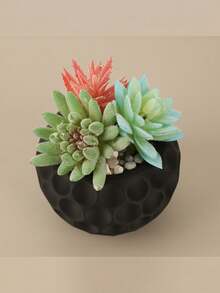 1PC Standard Size Dotted Embossed Textured Succulent Planter Pot With Sturdy Non Slip Base Drainage Hole Lightweight Space Saving Versatile Use For Desktop Balcony Patio Indoor Outdoor Plant Display Home Office Living Room Bedroom Entryway Kitchen - A - View 5