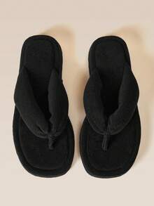 HighSole Furry Toe-Claw Flip Flop Design Thick Sole Warm Comfortable Casual Thermal Slippers For Home And Daily Wear - Black - View 1